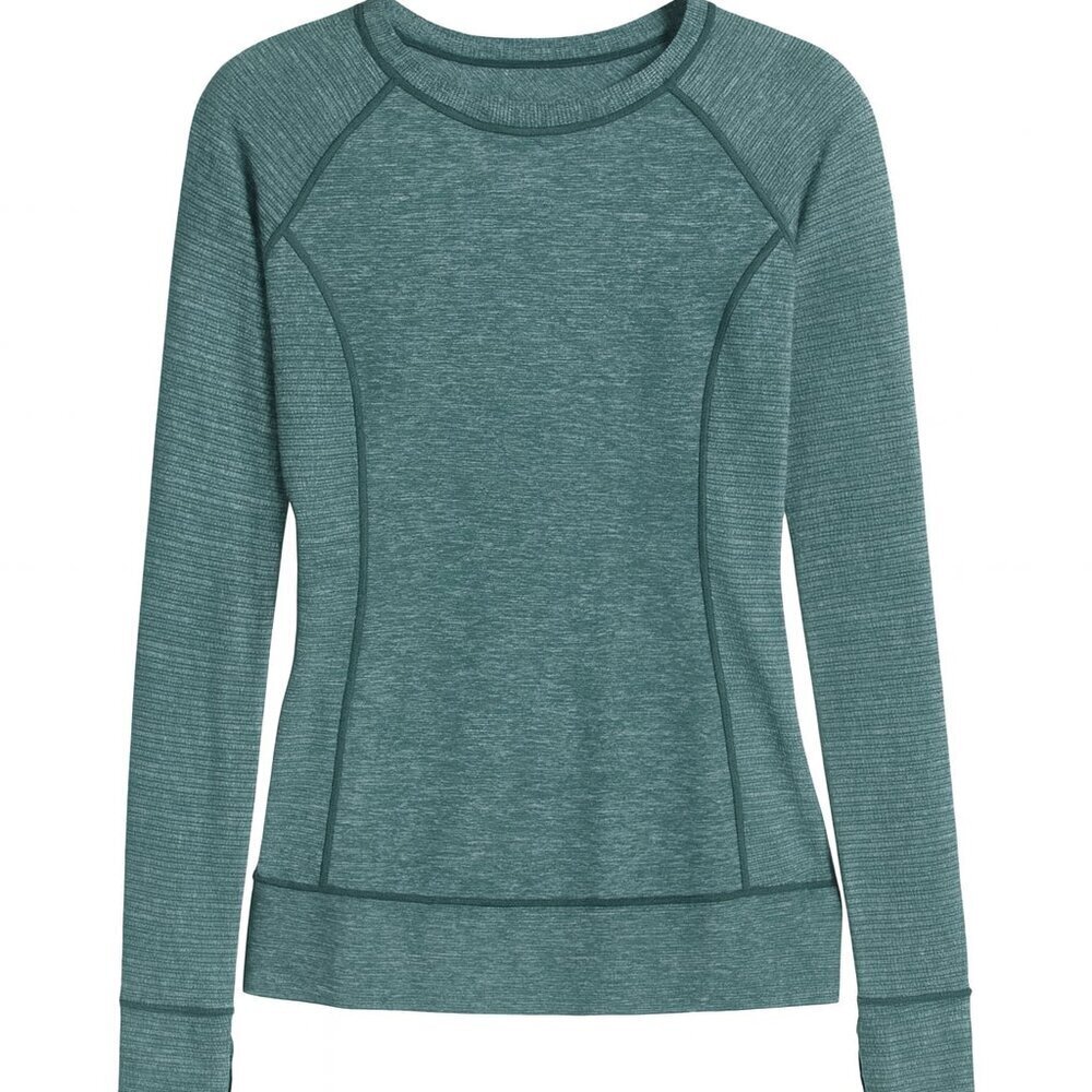Lululemon Athleisure Race Your Pace Long Sleeve Slim Top Heathered Fuel Green 8
